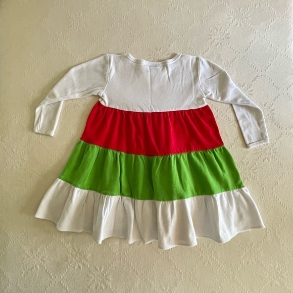 LOLLY WOLLY DOODLE, CHRISTMAS DRESS. RED, GREEN & WHITE LAYERED LOOK. SIZE 4/5. - Picture 2 of 3